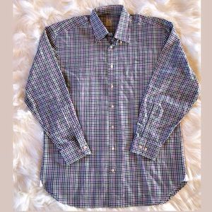 PETER MILLAR Plaid Button-Down Shirt, Size L.